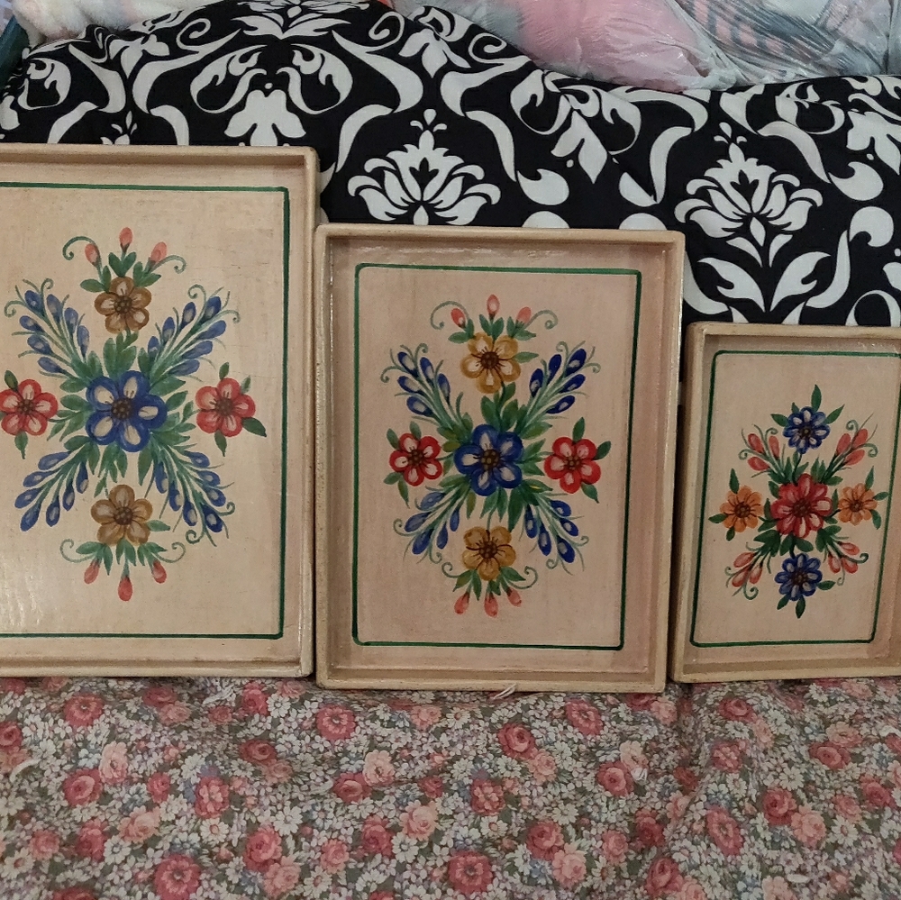 💜 Vintage Trays Hand Painted in Peru 💜